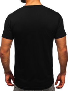 T-shirt in cotone con stampa da uomo nera Bolf 14720