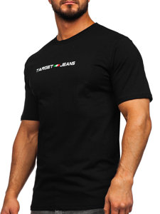 T-shirt in cotone con stampa da uomo nera Bolf 14761