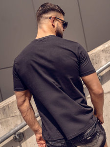 T-shirt in cotone con stampa da uomo nera Bolf 14772B