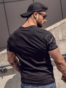 T-shirt in cotone con stampa da uomo nera Bolf 147737A