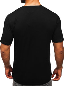 T-shirt in cotone con stampa da uomo nera Bolf 14780