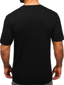 T-shirt in cotone con stampa da uomo nera Bolf 14791