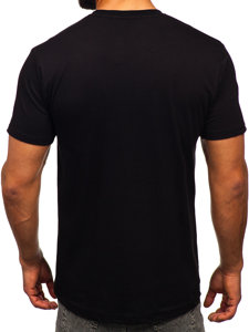 T-shirt in cotone con stampa da uomo nera Bolf 14800