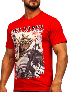 T-shirt in cotone con stampa da uomo rossa Bolf 143008