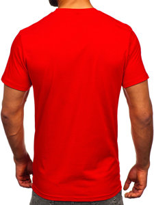 T-shirt in cotone con stampa da uomo rossa Bolf 143008