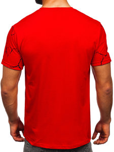 T-shirt in cotone con stampa da uomo rossa Bolf 14717