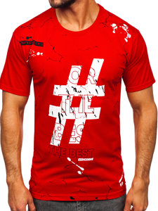 T-shirt in cotone con stampa da uomo rossa Bolf 14728