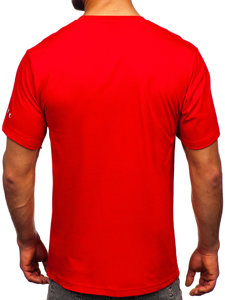 T-shirt in cotone con stampa da uomo rosso Bolf 14739