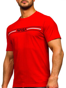 T-shirt in cotone con stampa da uomo rosso Bolf 5052