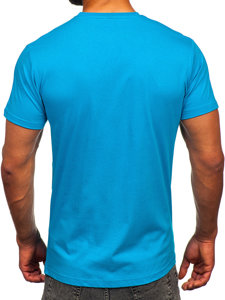 T-shirt in cotone con stampa da uomo turchese Bolf 143001