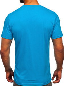 T-shirt in cotone con stampa da uomo turchese Bolf 143005