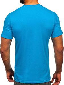 T-shirt in cotone con stampa da uomo turchese Bolf 143008