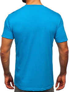 T-shirt in cotone con stampa da uomo turchese Bolf 14720