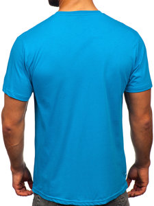 T-shirt in cotone con stampa da uomo turchese Bolf 14728