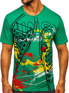 T-shirt in cotone con stampa da uomo verde Bolf 143000