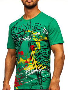 T-shirt in cotone con stampa da uomo verde Bolf 143000