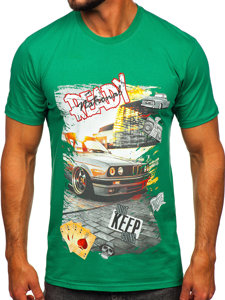 T-shirt in cotone con stampa da uomo verde Bolf 143004