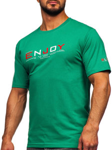 T-shirt in cotone con stampa da uomo verde Bolf 14739