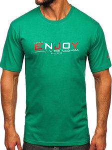 T-shirt in cotone con stampa da uomo verde Bolf 14739