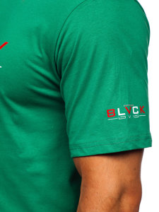 T-shirt in cotone con stampa da uomo verde Bolf 14739