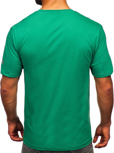 T-shirt in cotone con stampa da uomo verde Bolf 14739