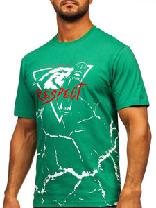 T-shirt in cotone con stampa da uomo verde Bolf 5035