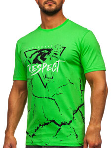 T-shirt in cotone con stampa da uomo verde chiaro Bolf 5035