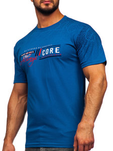 T-shirt in cotone da uomo azzurro scura Bolf 14710