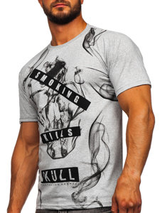 T-shirt in cotone da uomo grigia Bolf 14701