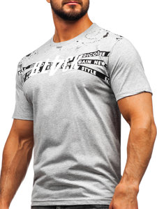 T-shirt in cotone da uomo grigia Bolf 14722