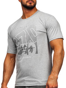 T-shirt in cotone da uomo grigia Bolf 14748