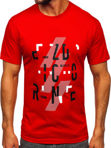 T-shirt in cotone da uomo rossa Bolf 14752