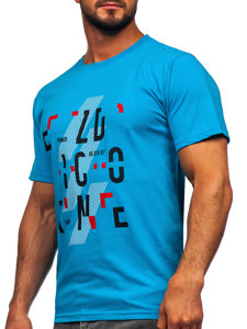 T-shirt in cotone da uomo turchese Bolf 14752