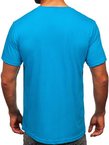 T-shirt in cotone da uomo turchese Bolf 14752