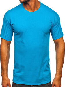 T-shirt in cotone senza stampa da uomo azzurro Bolf B459