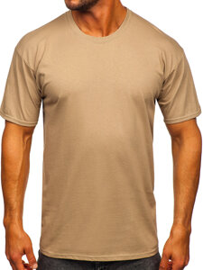 T-shirt in cotone senza stampa da uomo beige Bolf B459