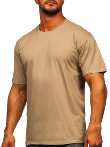 T-shirt in cotone senza stampa da uomo beige Bolf B459