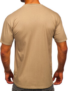 T-shirt in cotone senza stampa da uomo beige Bolf B459