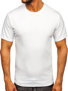 T-shirt in cotone senza stampa da uomo bianco Bolf 192397