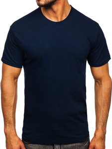 T-shirt in cotone senza stampa da uomo blu Bolf 192397