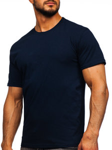 T-shirt in cotone senza stampa da uomo blu Bolf 192397