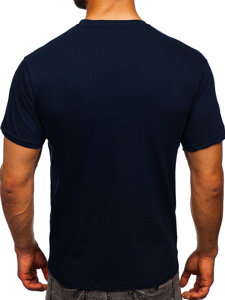 T-shirt in cotone senza stampa da uomo blu Bolf 192397