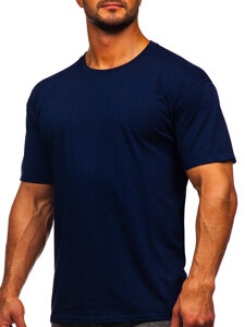 T-shirt in cotone senza stampa da uomo blu Bolf B459