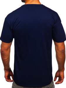 T-shirt in cotone senza stampa da uomo blu Bolf B459