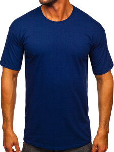 T-shirt in cotone senza stampa da uomo blu inchiostro Bolf B459