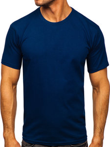 T-shirt in cotone senza stampa da uomo blu indaco Bolf 192397