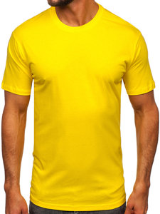 T-shirt in cotone senza stampa da uomo giallo Bolf 192397