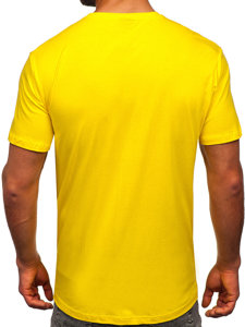 T-shirt in cotone senza stampa da uomo giallo Bolf 192397