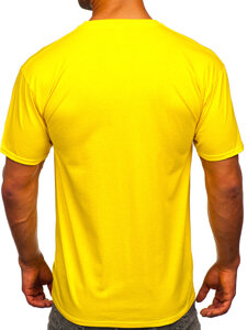 T-shirt in cotone senza stampa da uomo giallo-fluorescente Bolf B459