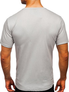 T-shirt in cotone senza stampa da uomo grigio Bolf 192397